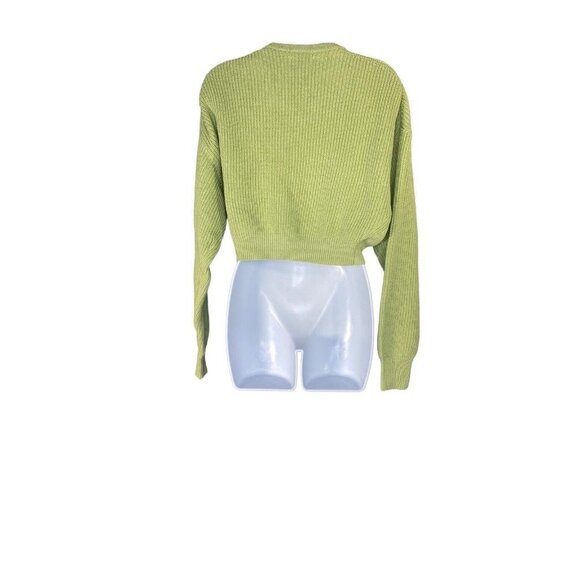 Reformation Womens Sami Cropped Sweater Pullover Green Organic Cotton Sz Medium - Picture 4 of 8